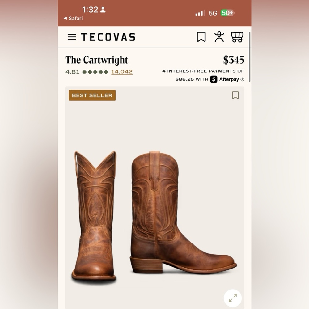Tecovas The Cartwright Tan Leather Boots